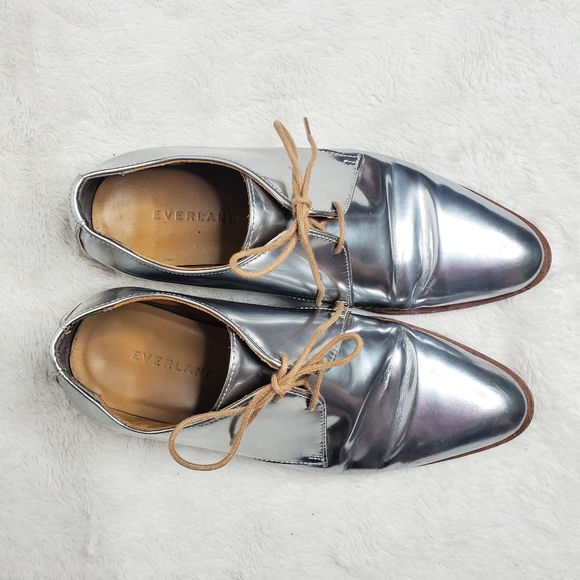 Everlane  E2 Shine Silver Modern Oxfords - Picture 8 of 16